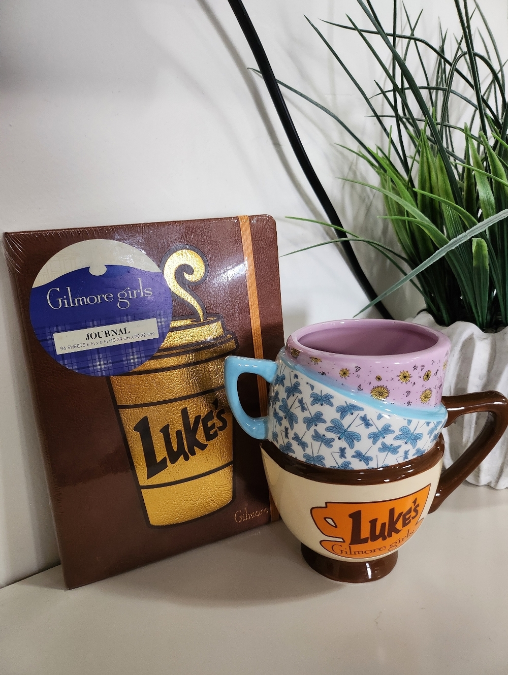 Gilmore Girls Mug and gold embossed notebook Lukes Diner